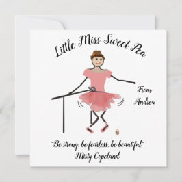 Ballerina Note Card w Little Miss Sweet Pea Tack Kort