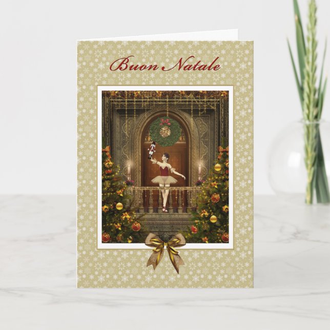 Ballerina Nutcracker Italiana Buon Natale Card Helgkort (Framsida)
