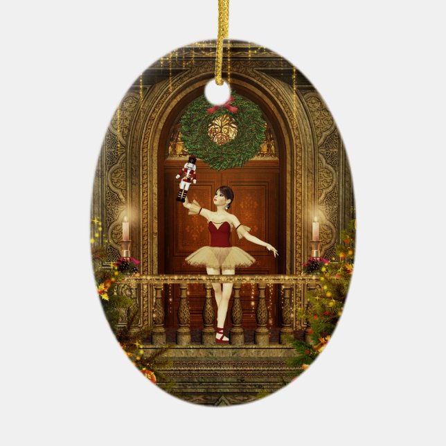 Ballerina Nutcracker Personlized Oval Ornament (Framsidan)
