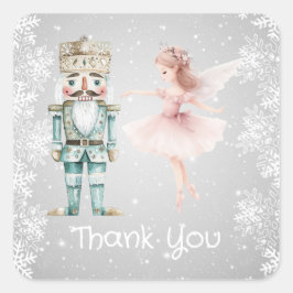 Ballerina & Nutcracker, snöflingor Jul Fyrkantigt Klistermärke