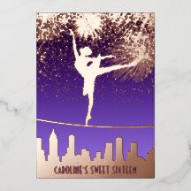 Ballerina NYC Skyline Fireworks Sweet 16 Ro Guld