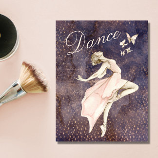 Ballerina och Butterflies Dance Rosa Lila Ballet Vykort