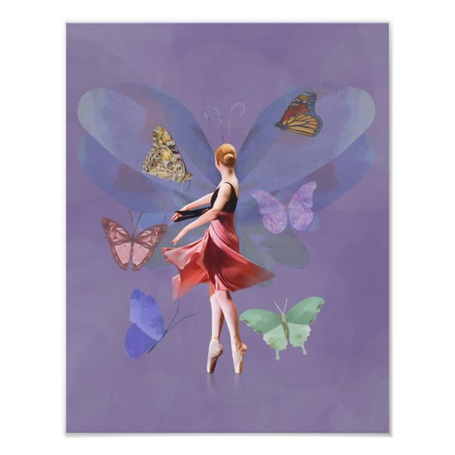 Ballerina och Butterflies Fototryck (Framsidan)
