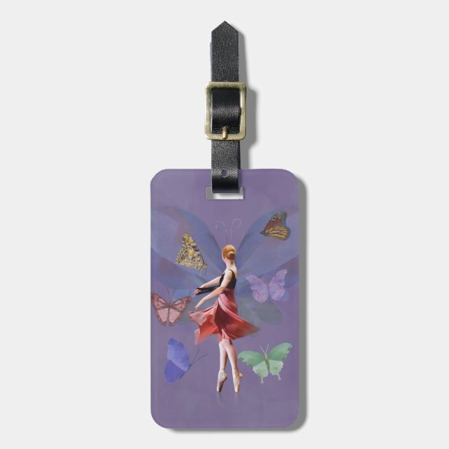 Ballerina och fjärilar bagagebricka (Vertikal Framsida)