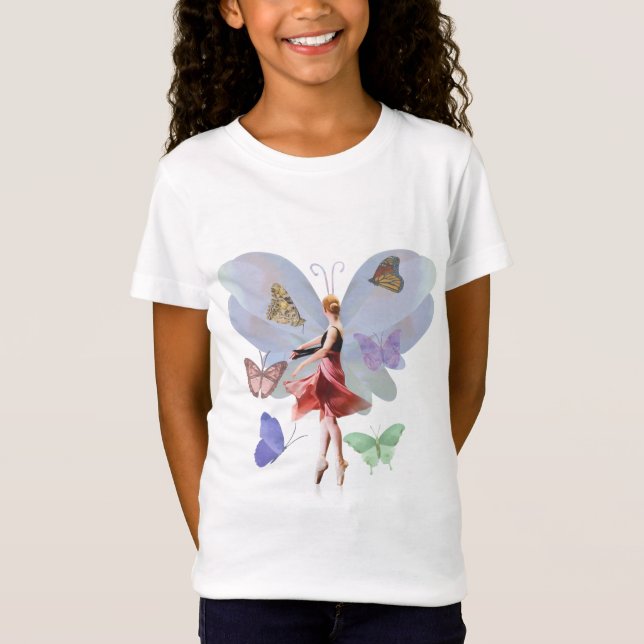 Ballerina och fjärilar t shirt (Framsida)