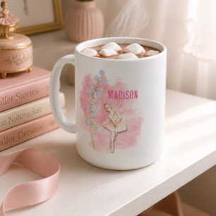 Ballerina och Liljekonvaljblommor på rosa Kaffemugg