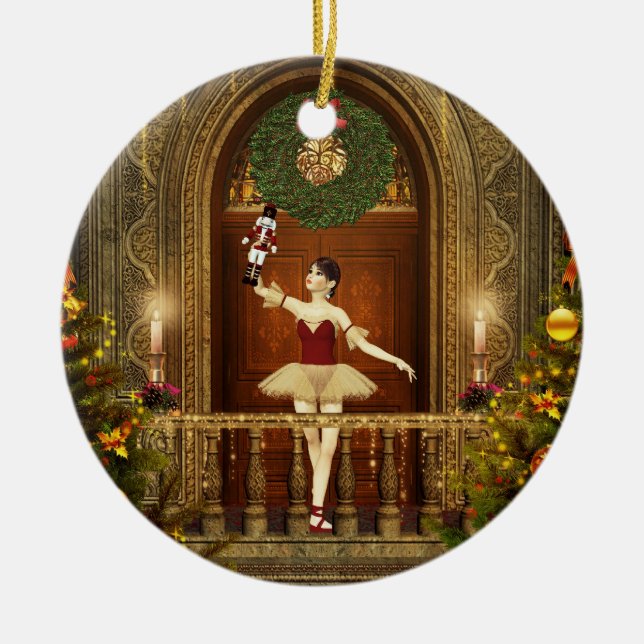 Ballerina och Nutcracker Ceramic Helgdag Ornament (Framsidan)
