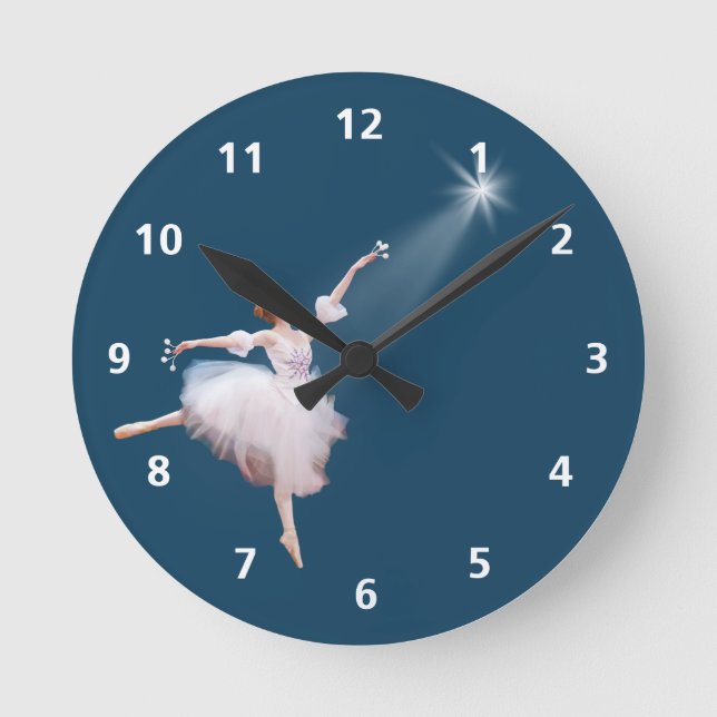 Ballerina och Star Anpassade Clock Rund Klocka (Framsida)
