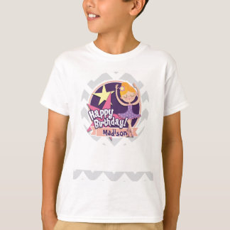 Ballerina on Light Grått and White Chevron Mönster Tee
