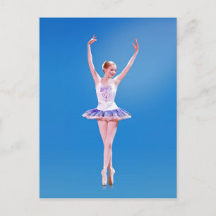 Ballerina On Point i Lila och vitt Vykort