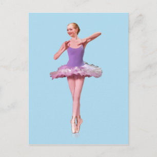 Ballerina On Point i Lila och vitt Vykort