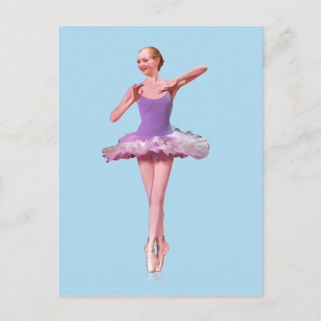 Ballerina On Point i Lila och vitt Vykort (Framsida)