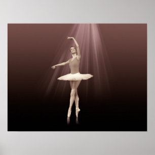 Ballerina On Pointe i Russet Tint Poster