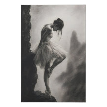 Ballerina på klippkant Monokrom dramatisk konst