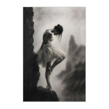 Ballerina på klippkant Monokrom dramatisk konst