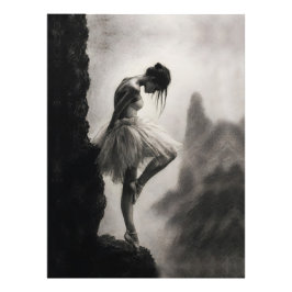 Ballerina på klippkant Monokrom dramatisk konst Fototryck