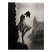 Ballerina på klippkant Monokrom dramatisk konst