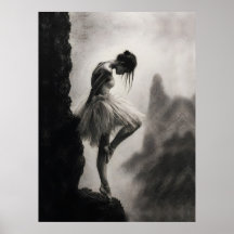 Ballerina på klippkant Monokrom dramatisk konst
