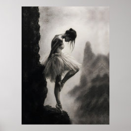 Ballerina på klippkant Monokrom dramatisk konst Poster