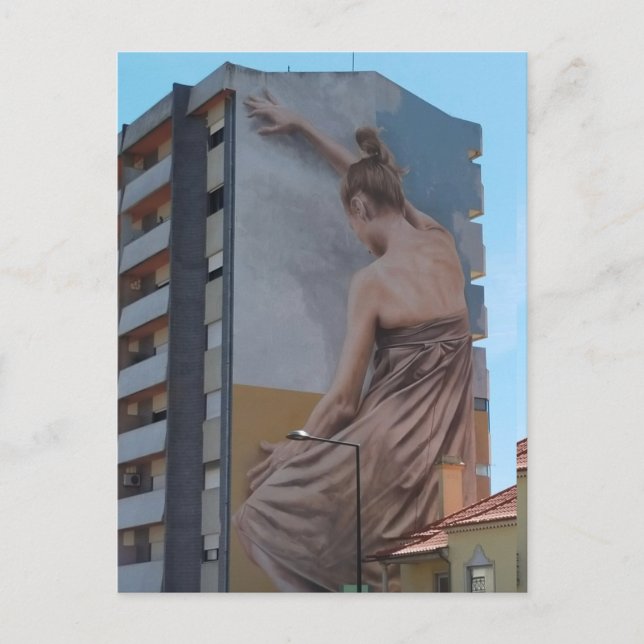 ballerina painting wall building city ballerina vykort (Framsida)