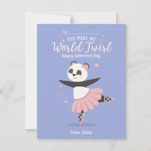 Ballerina Panda Kids Alla hjärtans dagskort Inbjudningar