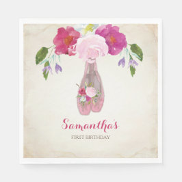 Ballerina Party Napkin, Shabby chic Blommigten Pappersservett