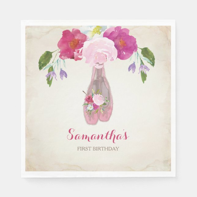 Ballerina Party Napkin, Shabby chic Blommigten Pappersservett (Framsidan)