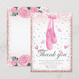 Ballerina Pastel Rosa Glitter Birthday Tack Kort