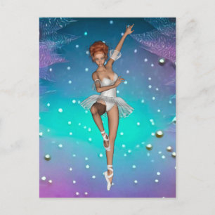 Ballerina Pearls Teal & Lila Bakgrund Vykort