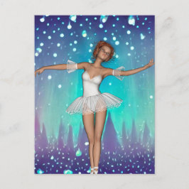 Ballerina Pearls & Träd Teal Background Vykort