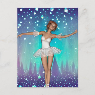 Ballerina Pearls & Träd Teal Background Vykort