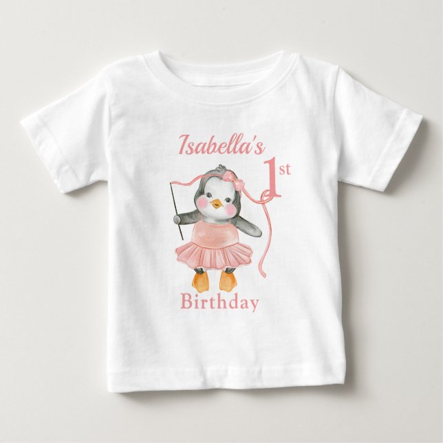 Ballerina Penguins Rosa T Shirt (Framsida)