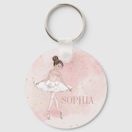 Ballerina Personal Girl Rosa Guld Keychain Nyckelring