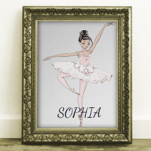 Ballerina Personal Rosa Silver Mörk Hair Poster