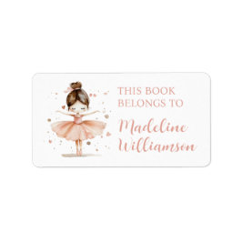 Ballerina Personlig Girly Bok Plate Namn etikett Adressetikett