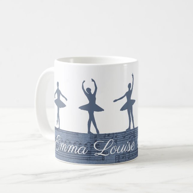 Ballerina Personlig Namn Ballet Kaffemugg (Framsida vänster)