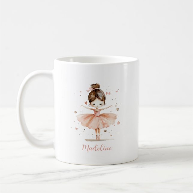 Ballerina Personlig Namn Girly Kaffemugg (Vänster)