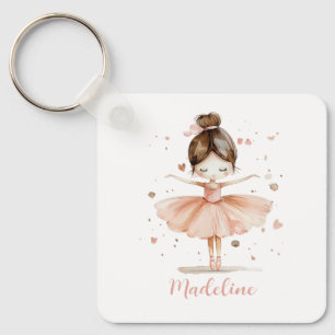 Ballerina Personlig Namn Girly Nyckelring