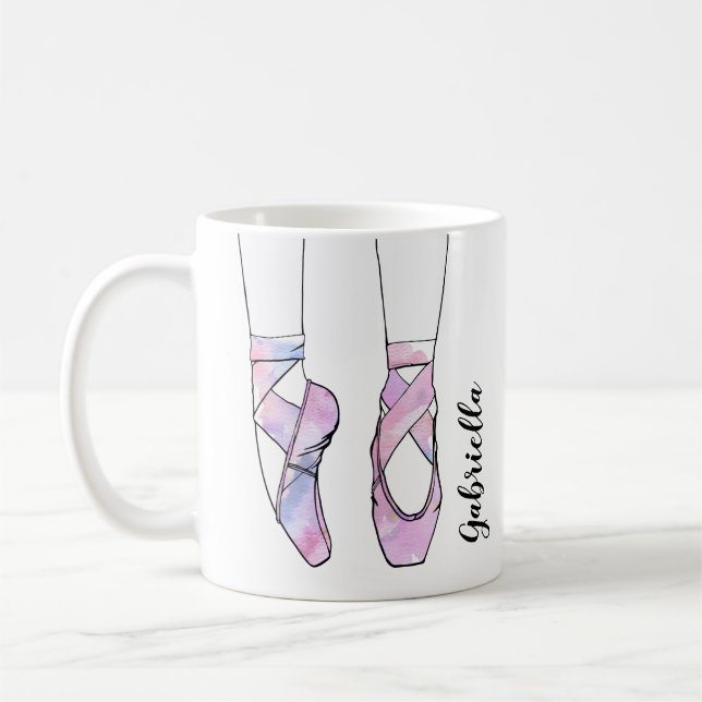 Ballerina Personlig Rosa Ballet Kaffemugg (Vänster)