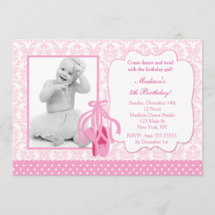 Ballerina Photo Birthday-inbjudan Inbjudningar