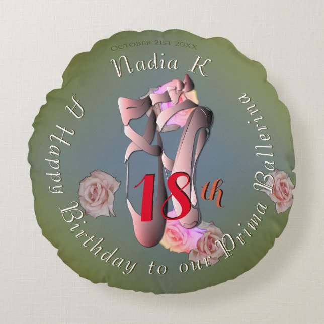 Ballerina Pointe Retro Rund Kudde (Framsidan)