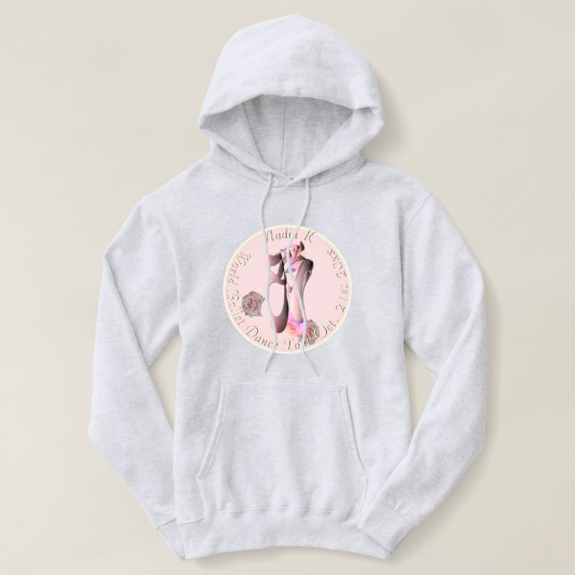 Ballerina Pointe Rosa Troupe Hoodie T Shirt (Design framsida)