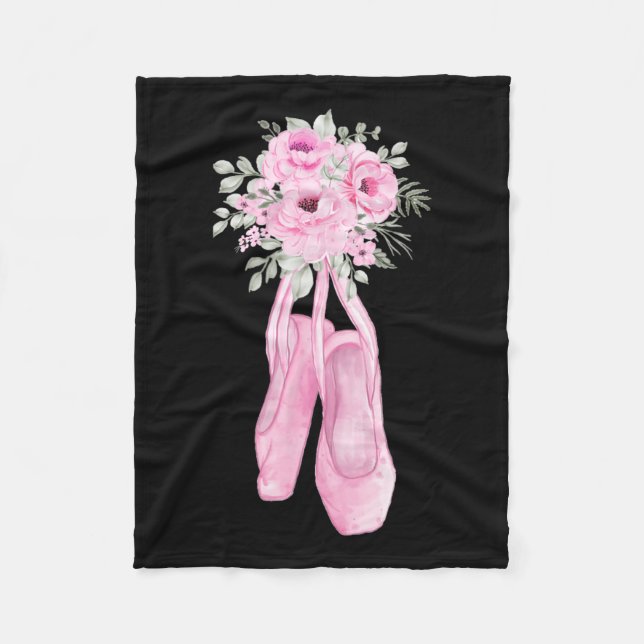 Ballerina Pointe Shoes Flowers Ballet Dancer Sprin Fleecefilt (Framsidan)