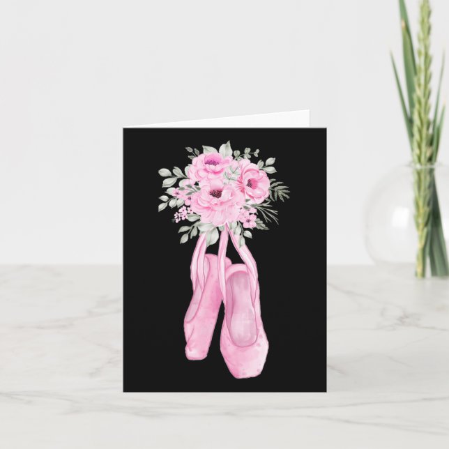 Ballerina Pointe Shoes Flowers Ballet Dancer Sprin Kort (Framsida)
