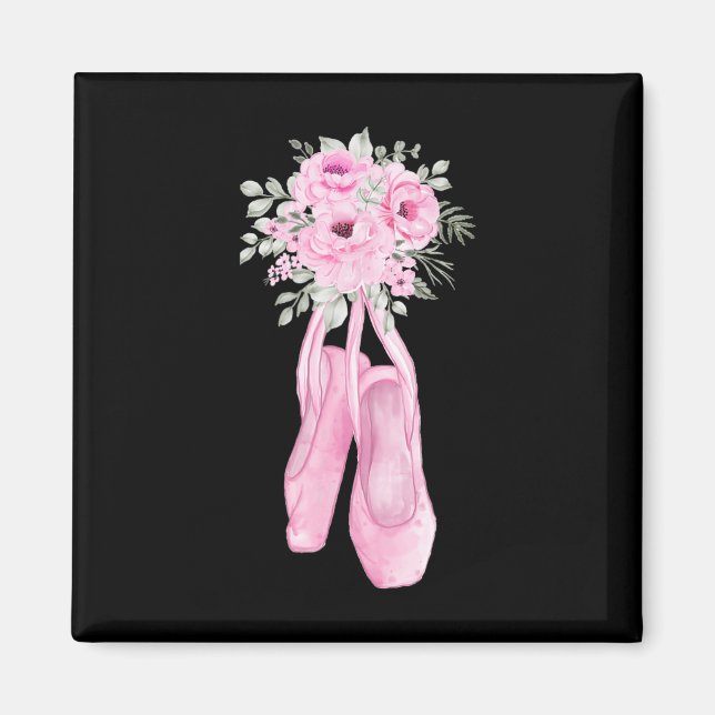 Ballerina Pointe Shoes Flowers Ballet Dancer Sprin Magnet (Framsidan)