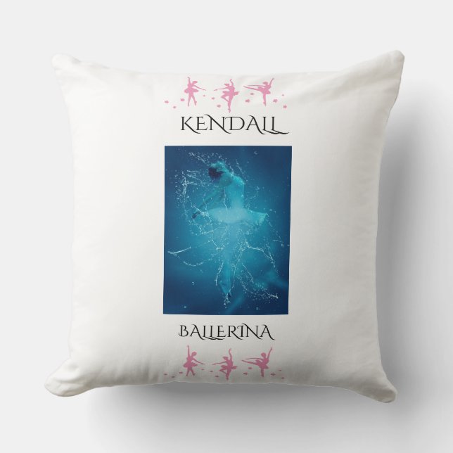 Ballerina polyester dekorativ kudde med eget namn. (Framsida)