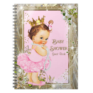Ballerina Princess Baby Shower Guest Bok Anteckningsbok Med Spiral