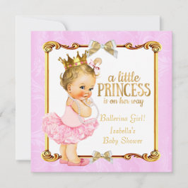 Ballerina Princess Baby Shower Rosa Guld Blonde Inbjudningar