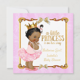 Ballerina Princess Baby Shower Rosa Guld Ethnic Inbjudningar