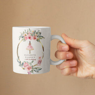 Ballerina Princess Blommigt Födelsedagsfest Kaffemugg